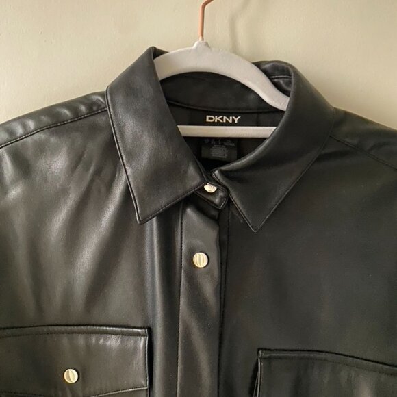 DKNY Vegan Leather Top - Picture 4 of 6